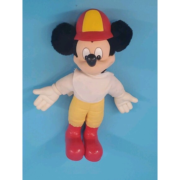 Vintage Mick Mouse 12" Plush Firefighter Red Boots Hat Applause - Picture 2 of 12